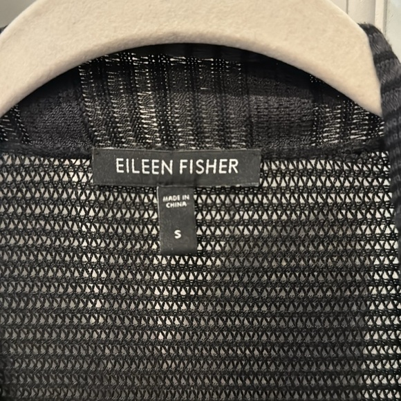 Eileen Fisher Silk Blend Open Weave Cardigan S | Lightweight Draped Gray Sweater - Picture 4 of 9